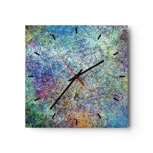 Horloge murale - Pendule murale - Composition abstraite avec des lignes et des textures multicolores - 30x30cm - Ce n'est pas si simple - Décoration murale moderne pour le salon et la chambre ARTTOR