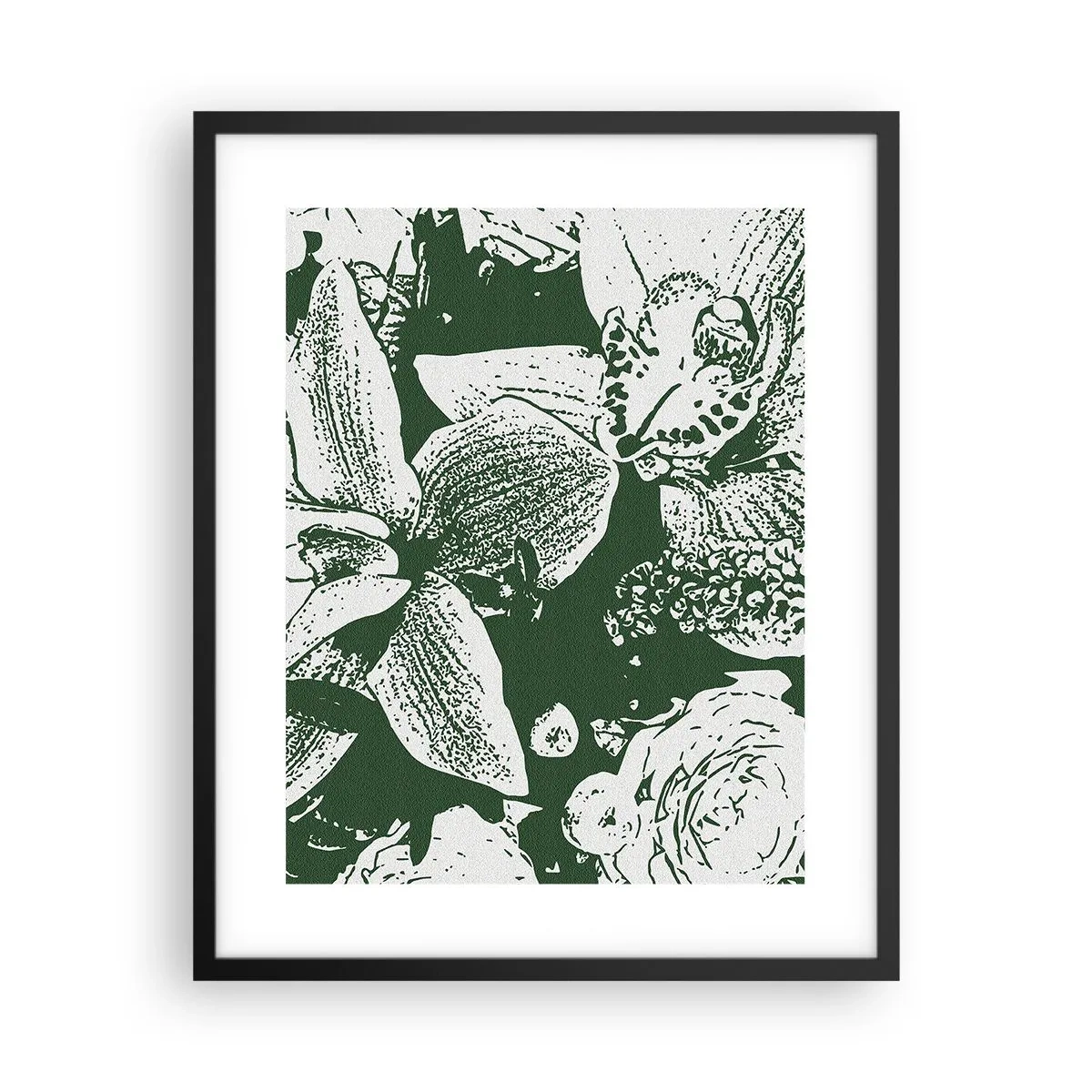 Affiche dans un cadre noir - Poster - Bouquet - le monde du vert - 40x50 cm