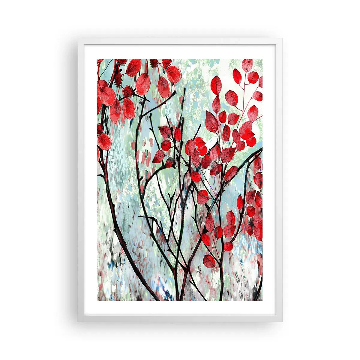Affiche dans un cadre blanc - Poster - Arbre en écarlate - 50x70 cm