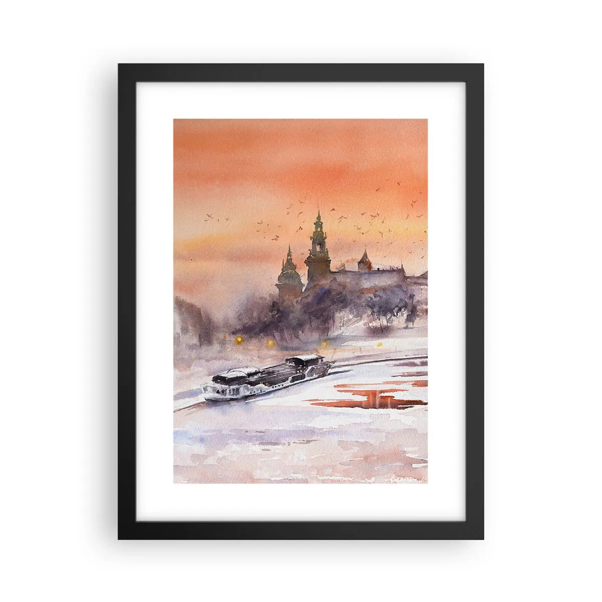 Affiche dans un cadre noir - Poster - Coucher de soleil royal - 30x40 cm