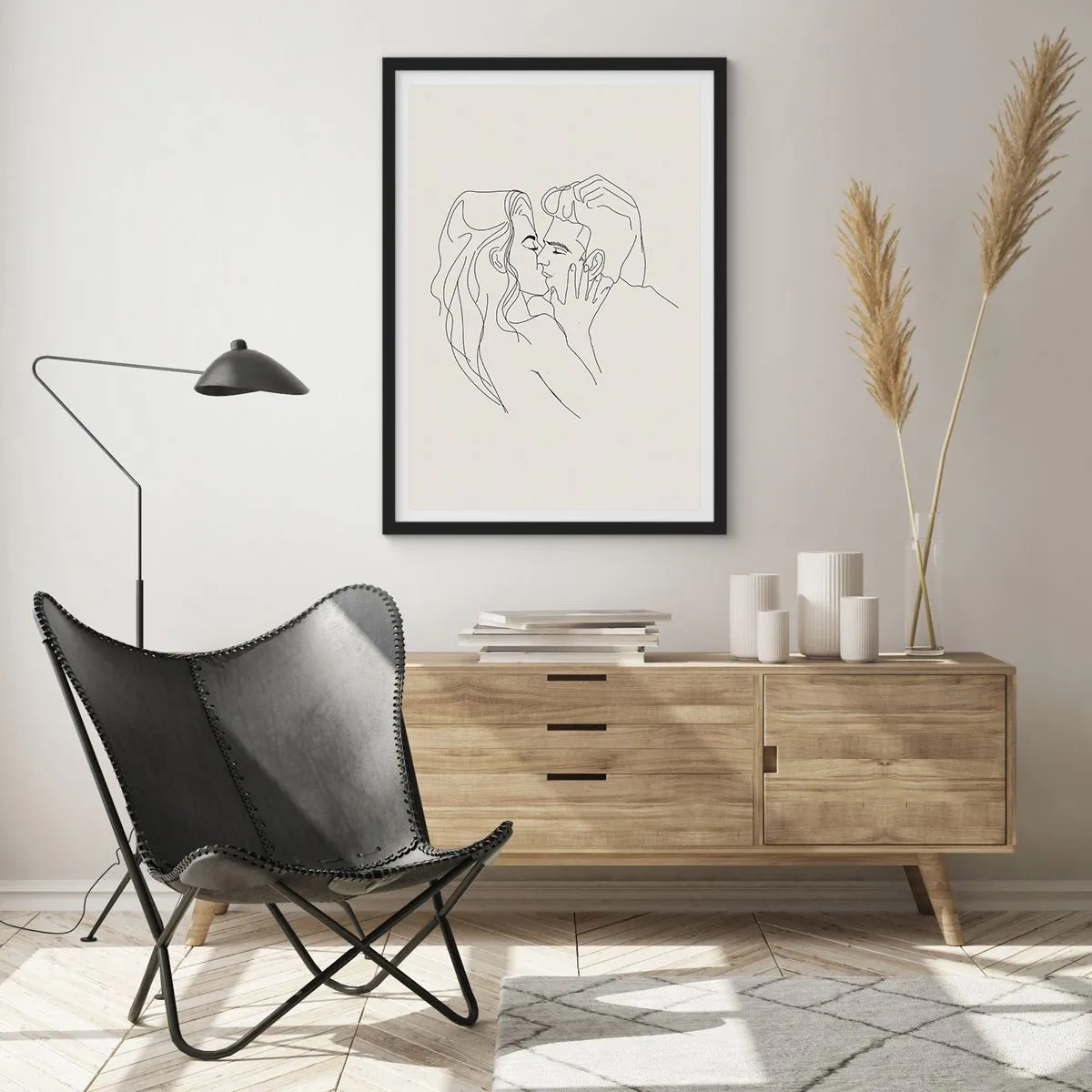 Affiche dans un cadre noir - Poster - Enlacé de sentiment - 61x91 cm