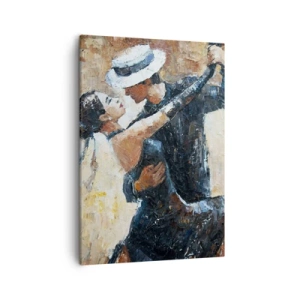 Impression sur toile - Image sur toile - Un couple dansant le tango dans un style romantique et élégant - 50x70cm - À la Rudolf Valentino - Décoration murale moderne pour le salon et la chambre ARTTOR