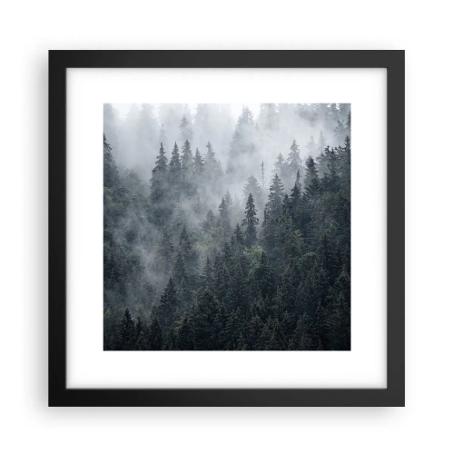 Affiche dans un cadre noir - Poster - Aube de la forêt - 30x30 cm