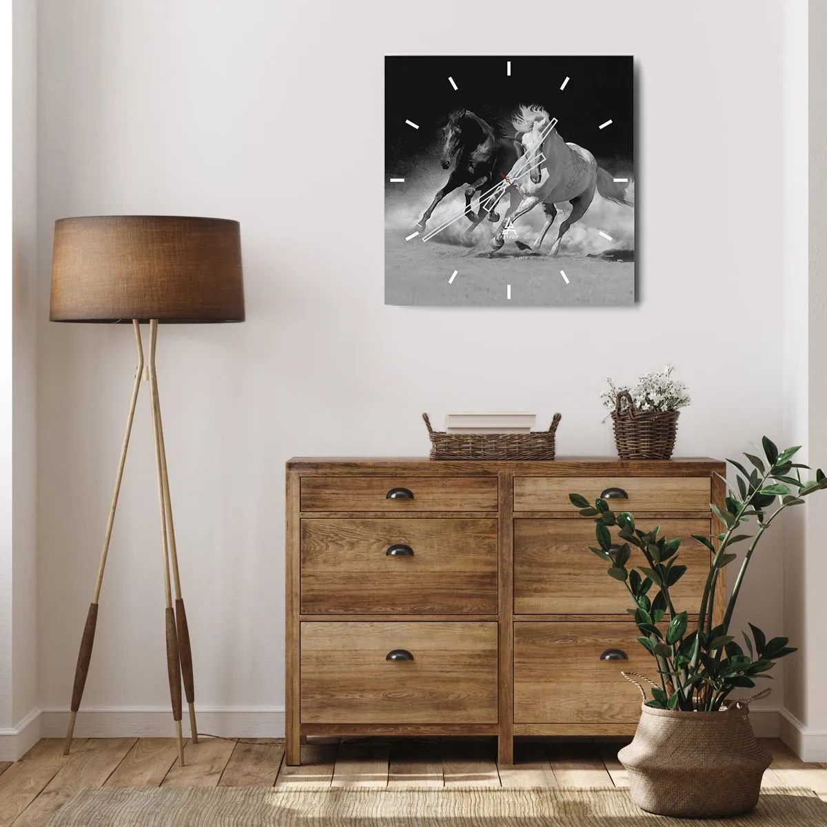 Horloge murale - Pendule murale - Galop de la liberté - 40x40 cm
