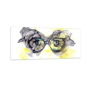 Impression sur verre - Image sur verre - À travers des lunettes bleues - 100x40 cm