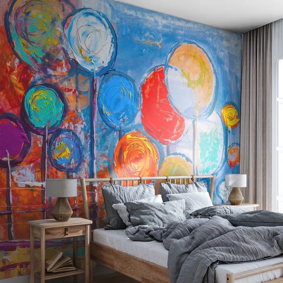 Papier Peint Photo Standard Eco - Miracles sur le bâton - Ballons colorés, Abstraction, Pour les enfants - 400x280 cm