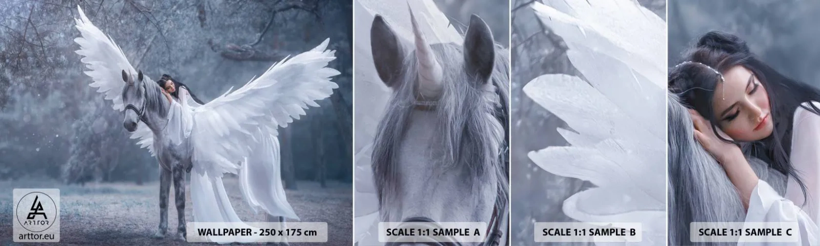 Échantillon de Papier Peint Autocollant Deluxe Sticker - Un moment inspiré - Abstraction, Cheval, Femme - 100x30 cm