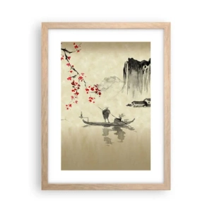 Affiche dans un chêne clair - Poster - Au pays des cerisiers en fleurs - 30x40 cm