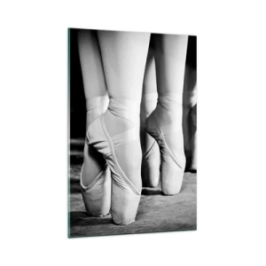 Impression sur verre - Image sur verre - Photo en noir et blanc des chaussures de ballet des danseurs - 80x120cm - Ensemble, simple - Décoration murale moderne pour le salon et la chambre ARTTOR