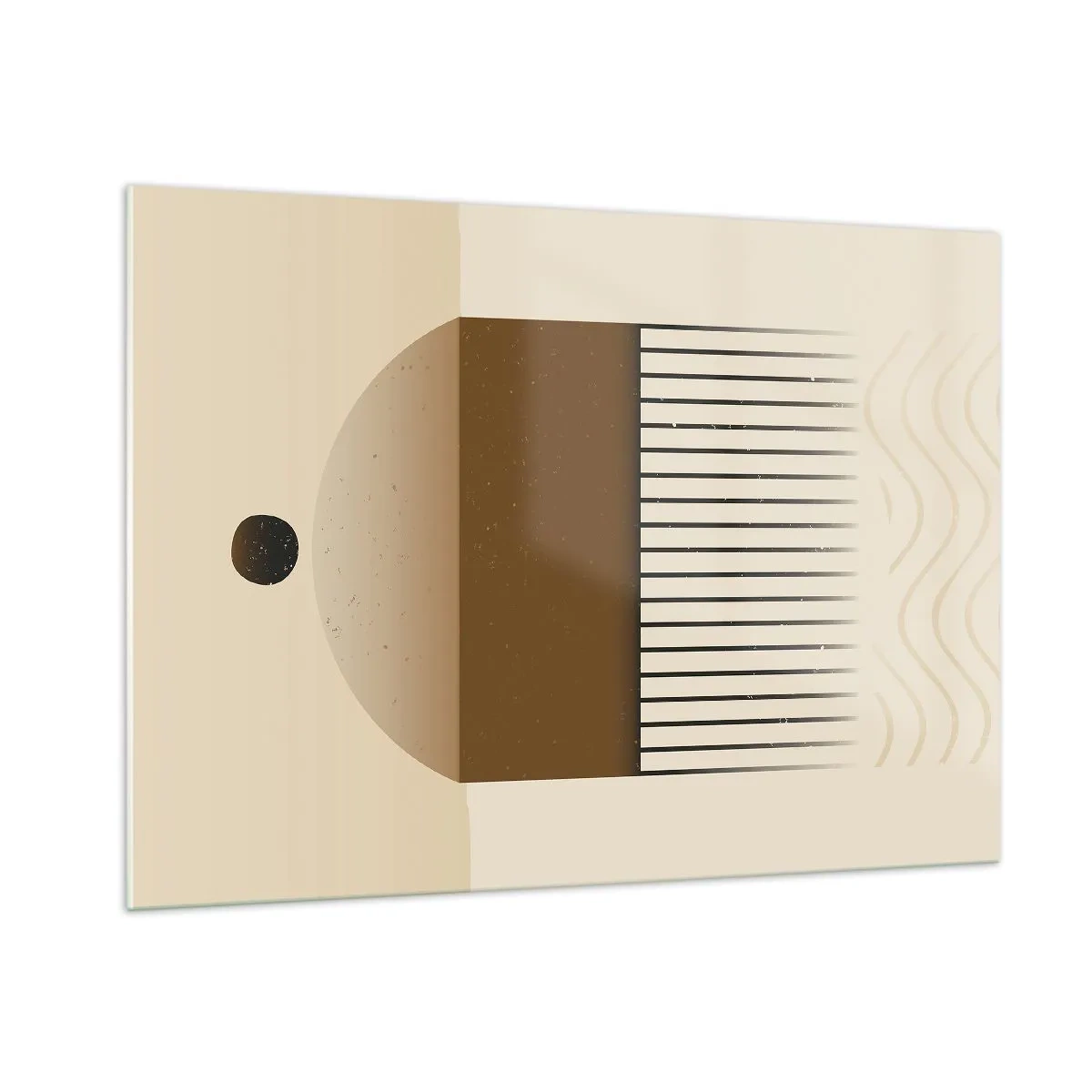 Impression sur verre - Image sur verre - Abstraction beige et marron avec des formes et des lignes géométriques - 100x70cm - Différents états - Décoration murale moderne pour le salon et la chambre ARTTOR