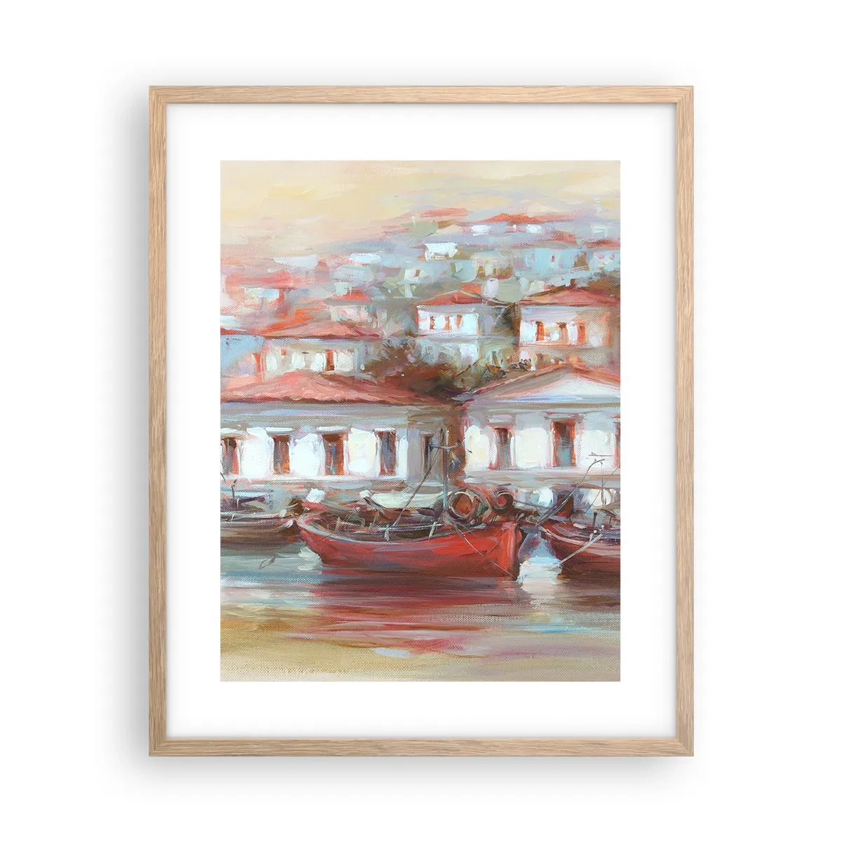 Affiche dans un chêne clair - Poster - Petite ville heureuse - 40x50 cm