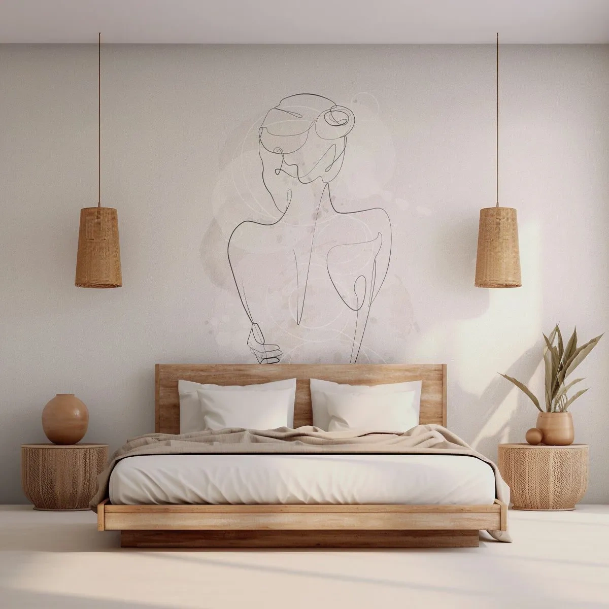 Papier Peint Photo Premium Canvas - Comme un instrument sensible - Femme, Corps, Graphique - 250x175 cm