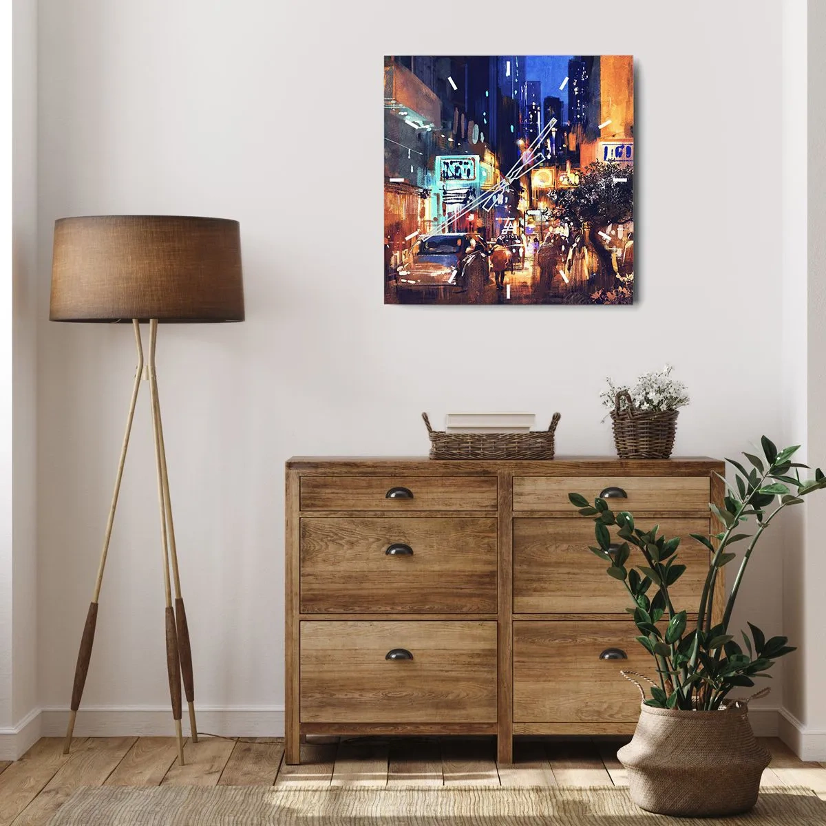 Horloge murale - Pendule murale - Et la ville ne dort pas - 30x30 cm