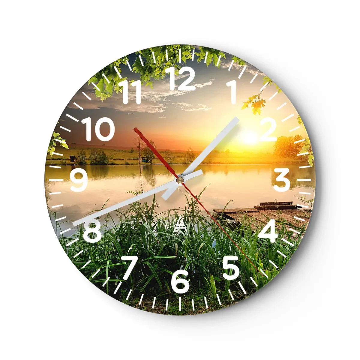 Horloge murale - Pendule murale - Paysage dans un cadre verdoyant - 30x30 cm