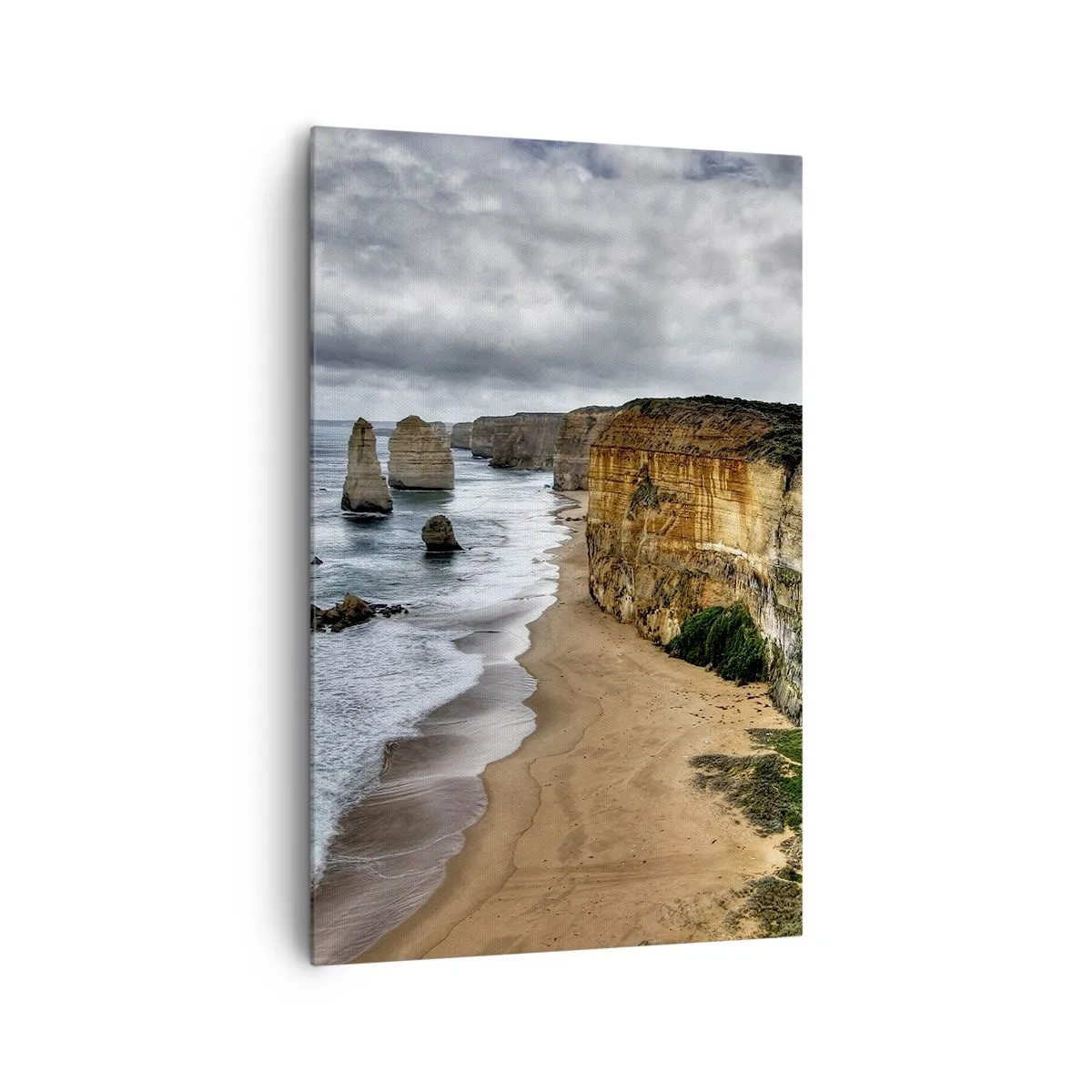 Impression sur toile - Image sur toile - Côte rocheuse avec plage et formations rocheuses - 80x120cm - Beauté brute - Décoration murale moderne pour le salon et la chambre ARTTOR