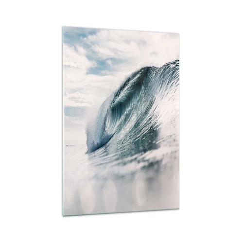 Impression sur verre - Image sur verre - Une vague de mer capturée dans un moment dynamique contre le ciel - 70x100cm - Pic d'eau - Décoration murale moderne pour le salon et la chambre ARTTOR