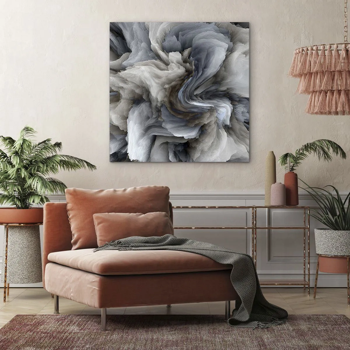 Impression sur toile - Image sur toile - Pierre et fleur - 70x70 cm