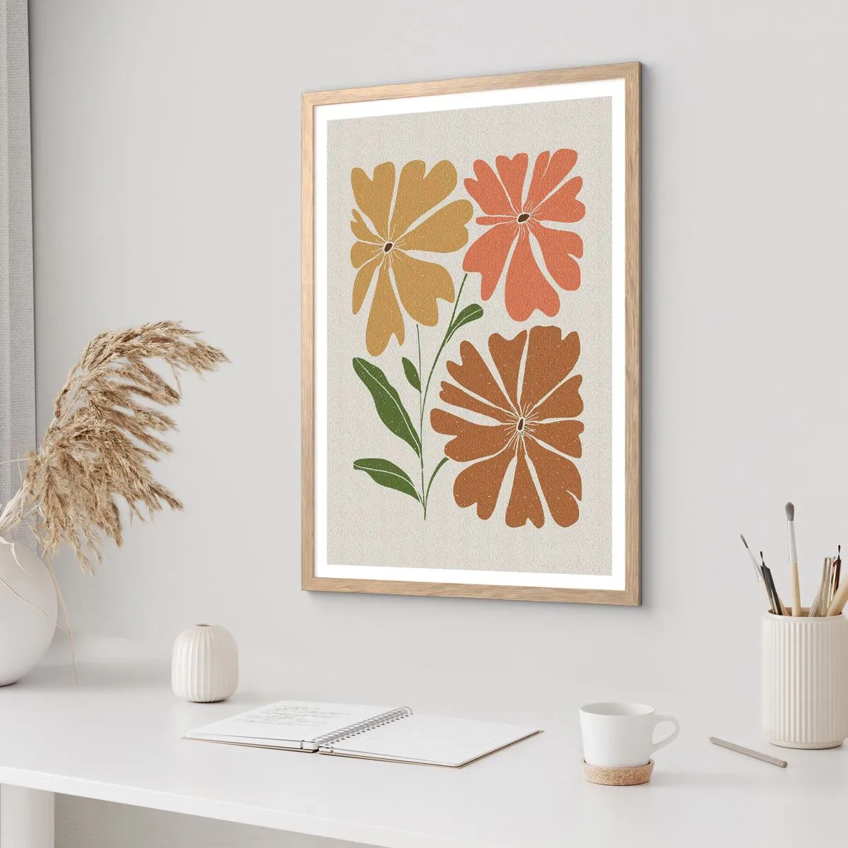 Affiche dans un chêne clair - Poster - Nature et géométrie - 70x100 cm