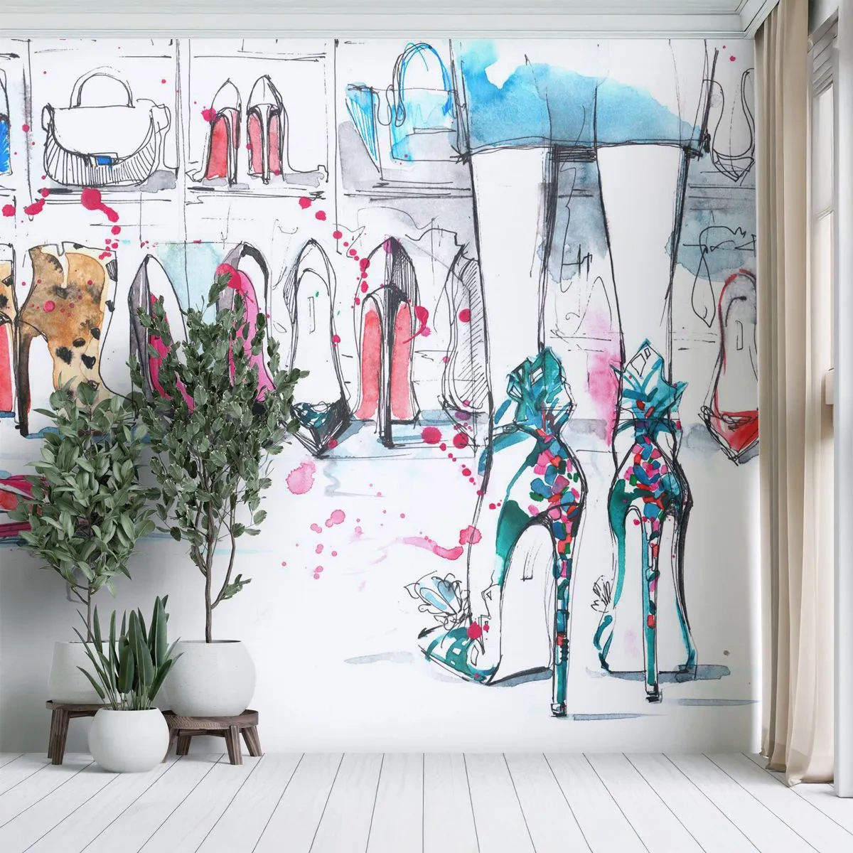 Papier Peint Autocollant Deluxe Sticker - Sésame, ouvre-toi - Garde-robe Femme, Mode, Sac - 250x175 cm