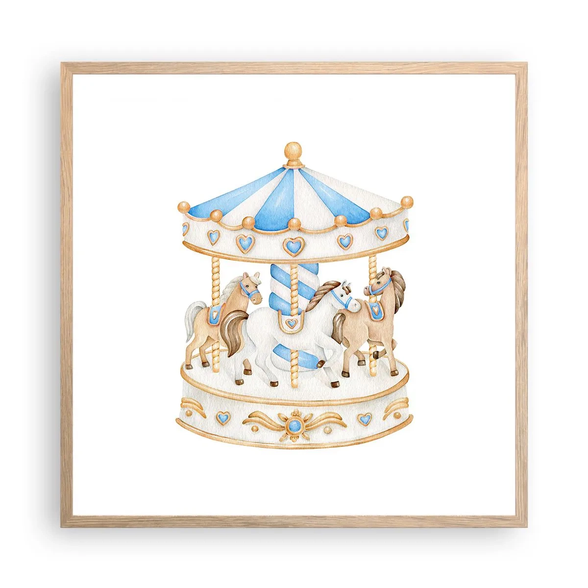 Affiche dans un chêne clair - Poster - Douce enfance - 60x60 cm