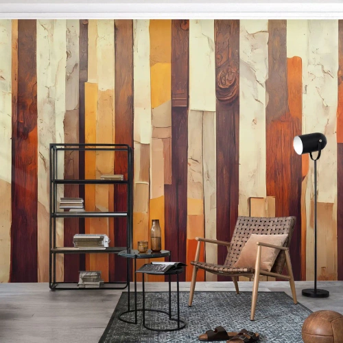 Papier Peint Photo Premium Canvas - Hymne des arbres forestiers - Morceau, Abstraction, Ceintures - 450x315 cm