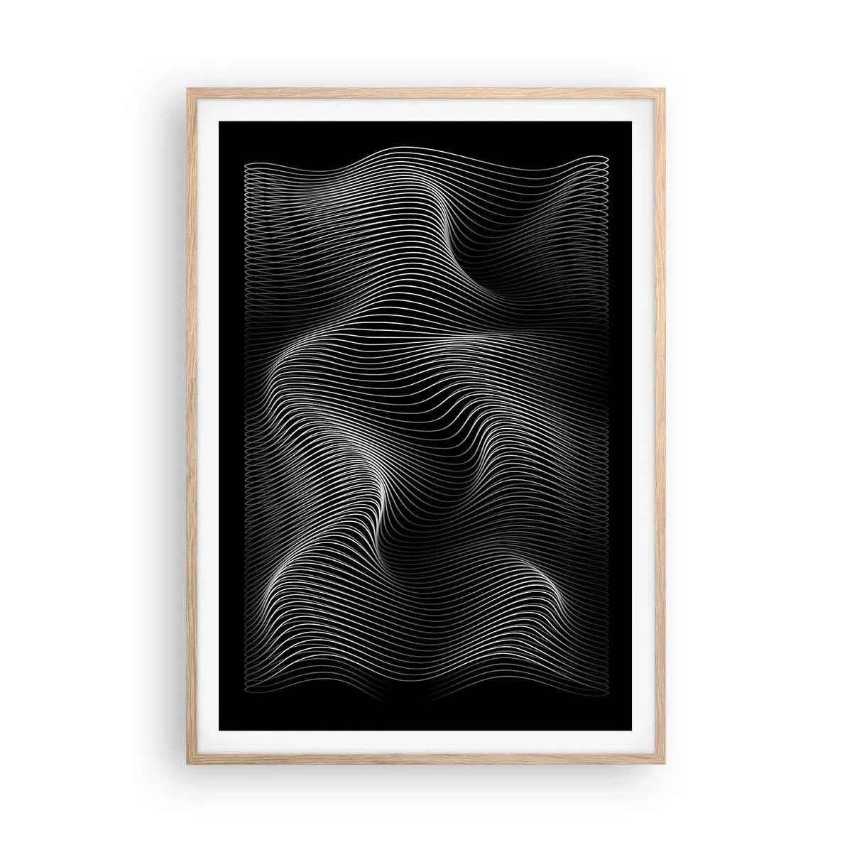 Affiche dans un chêne clair - Poster - Danse de lumière dans l'espace - 70x100 cm