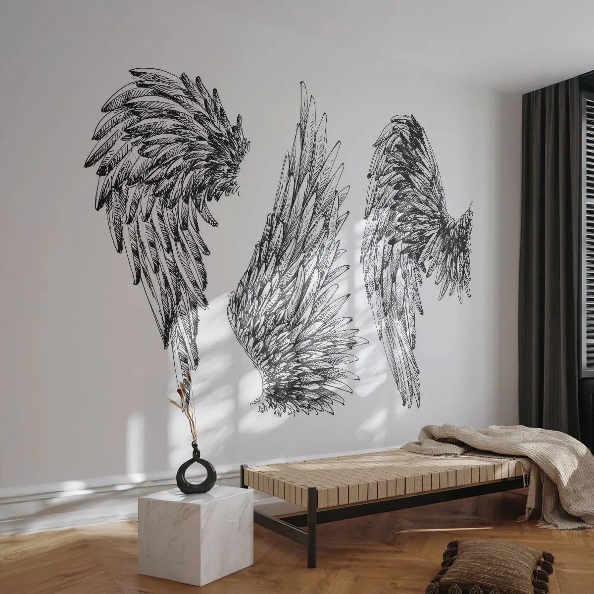Papier Peint Autocollant Deluxe Sticker - Et tu peux devenir un ange - Plume d'oiseau, Ailes, Graphique - 250x175 cm