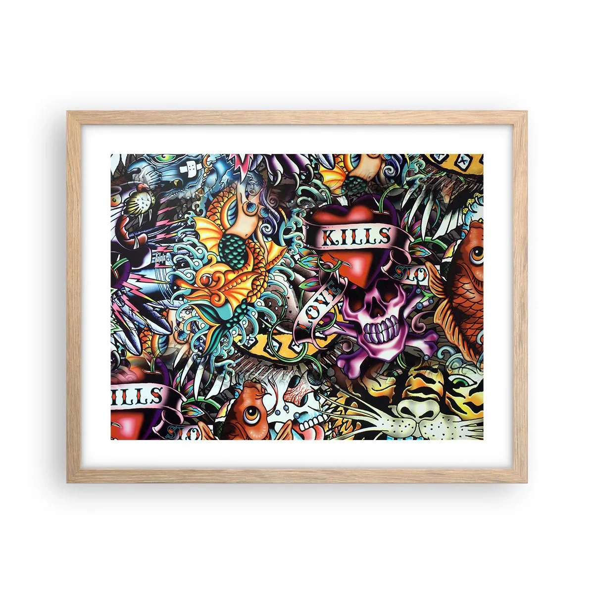 Affiche dans un chêne clair - Poster - Le rêve du tatoueur - 50x40 cm