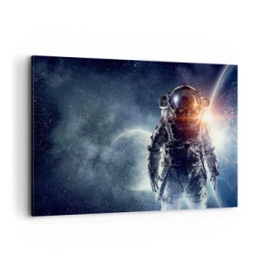 Impression sur toile - Image sur toile - Astronaute avec en arrière-plan l'espace et la planète Terre - 100x70cm - Aventure spatiale - Décoration murale moderne pour le salon et la chambre ARTTOR