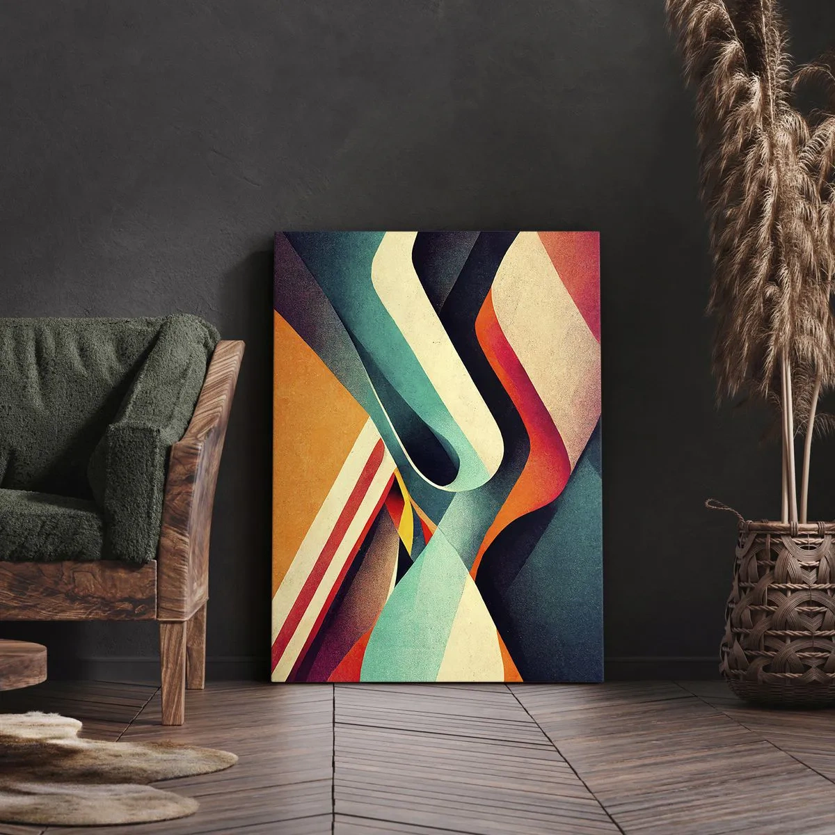 Impression sur toile - Image sur toile - Vagues abstraites colorées dans une composition dynamique - 50x70cm - Composition intense - Décoration murale moderne pour le salon et la chambre ARTTOR