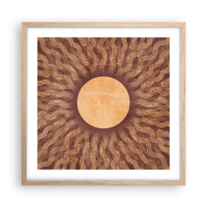 Affiche dans un chêne clair - Poster - Icône du soleil - 50x50 cm