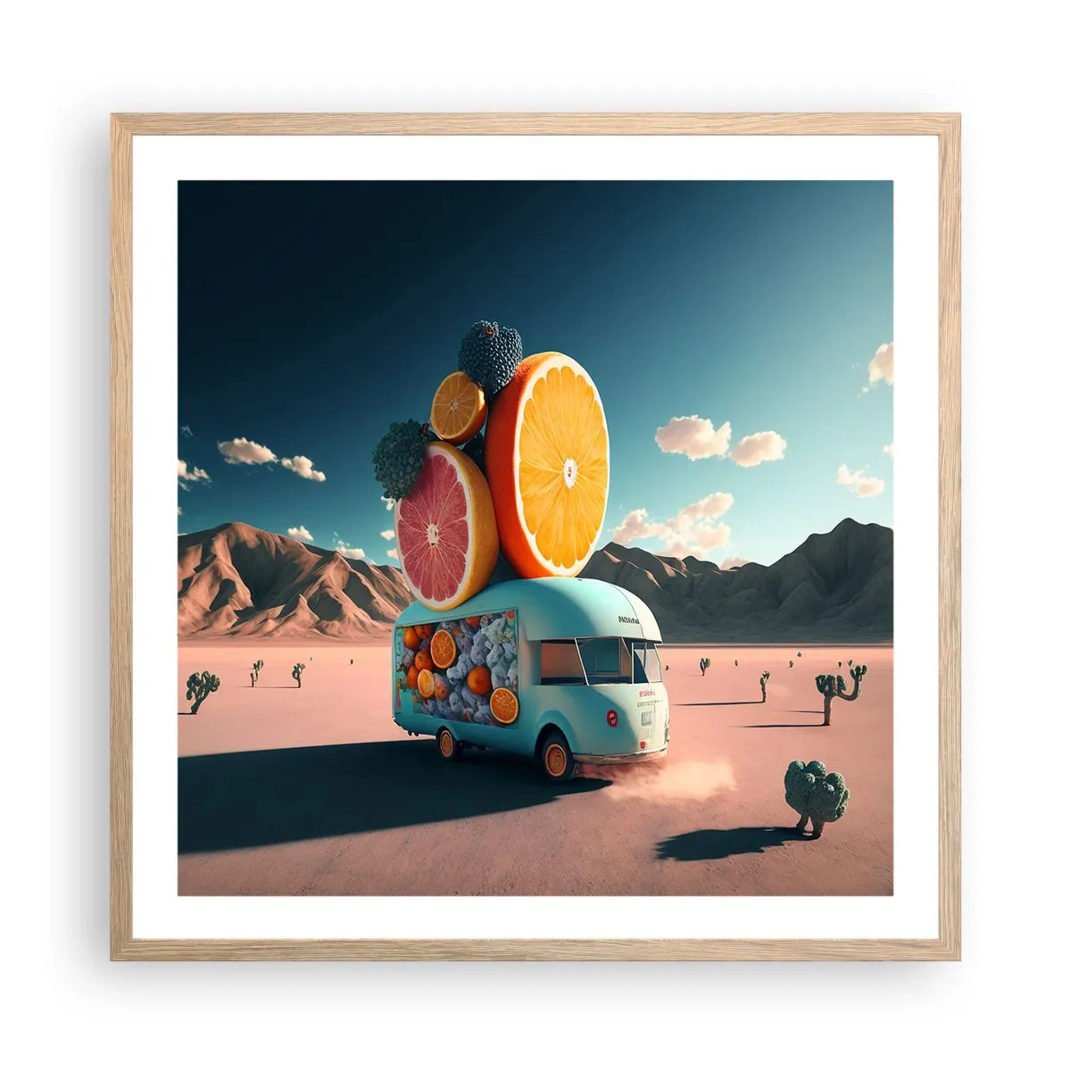 Affiche dans un chêne clair - Poster - Le goût des vacances - 60x60 cm