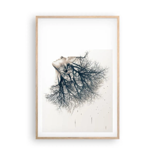 Affiche dans un chêne clair - Poster - Écouter le murmure des arbres - 61x91 cm