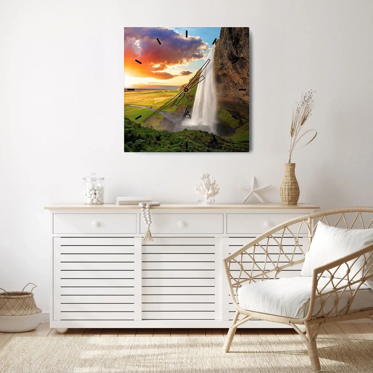 Horloge murale - Pendule murale - La plénitude de l'été islandais - 40x40 cm