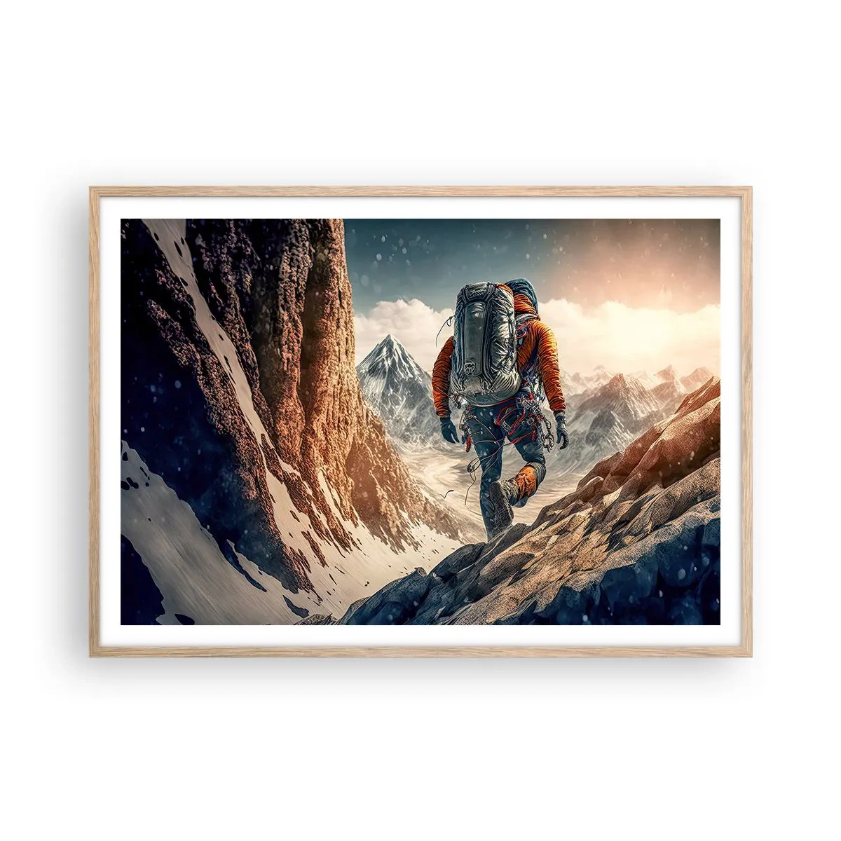 Affiche dans un chêne clair - Poster - Guerrier solitaire - 100x70 cm
