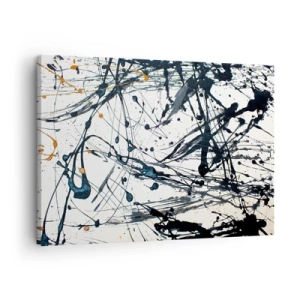 Impression sur toile - Image sur toile - Une peinture abstraite avec des éclaboussures de peinture dans des motifs dynamiques. - 70x50cm - Abstraction expressionniste - Décoration murale moderne pour le salon et la chambre ARTTOR
