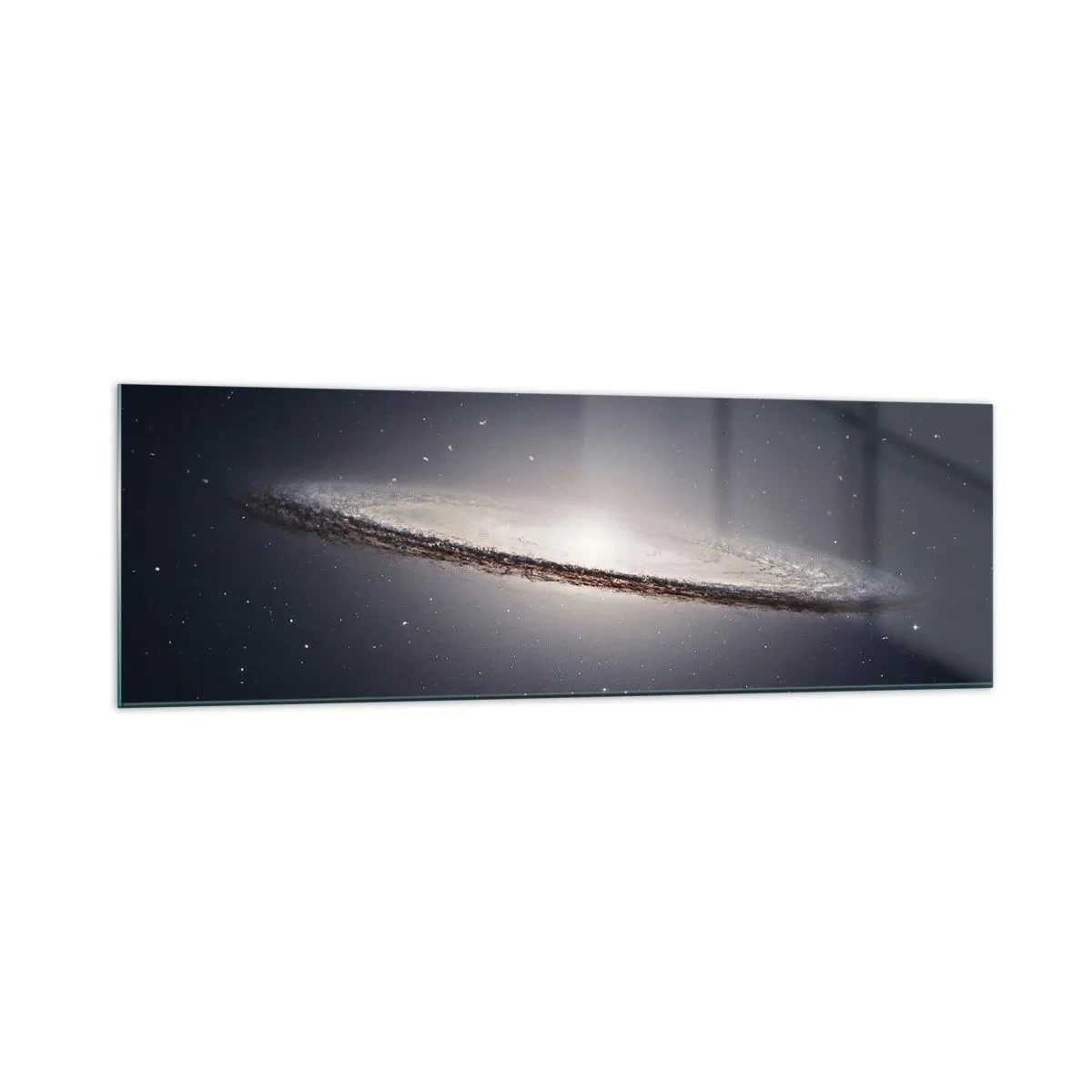 Impression sur verre - Image sur verre - Une galaxie spirale sur fond d'espace étoilé - 160x50cm - Il y a bien longtemps, dans une galaxie très lointaine… - Décoration murale moderne pour le salon et la chambre ARTTOR