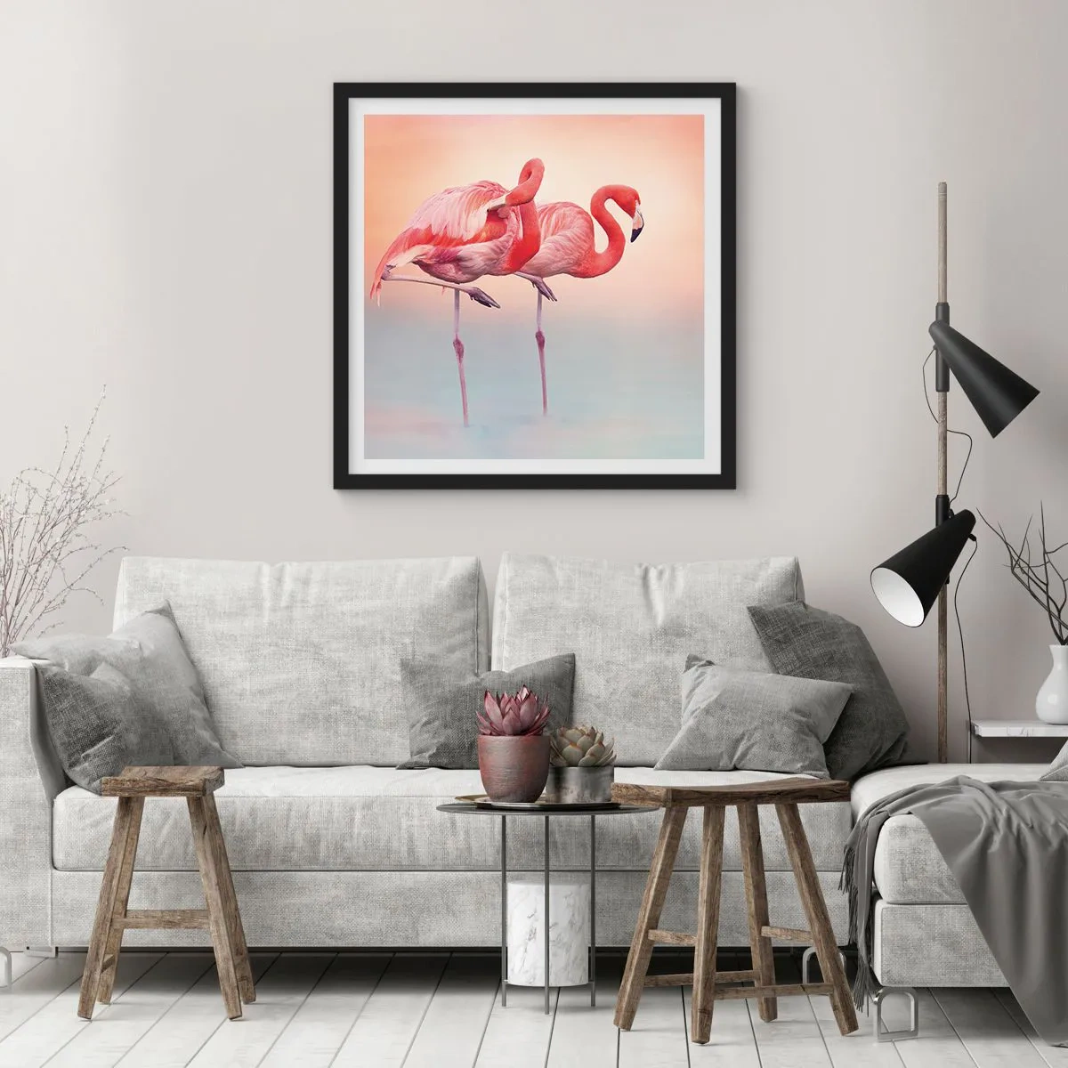 Affiche dans un cadre noir - Poster - Dans les couleurs du soleil couchant - 60x60 cm