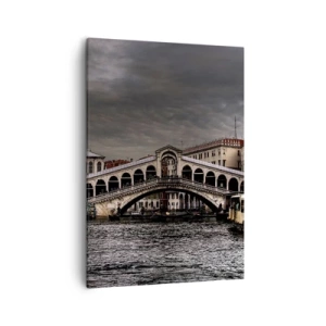 Impression sur toile - Image sur toile - Pont du Rialto à Venise sur le Grand Canal, architecture classique. - 50x70cm - Promesse d'une soirée vénitienne - Décoration murale moderne pour le salon et la chambre ARTTOR