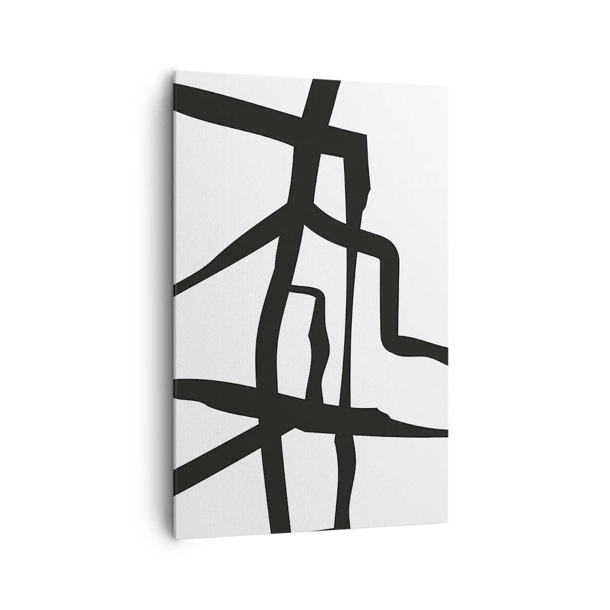 Impression sur toile - Image sur toile - Motif minimaliste noir et blanc avec des lignes géométriques - 80x120cm - Conception noir et blanc - Décoration murale moderne pour le salon et la chambre ARTTOR