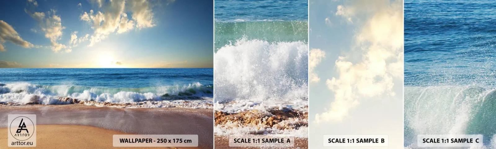 Échantillon de Papier Peint Autocollant Deluxe Sticker - Mouvement et immobilité à la fois - Paysage, Mer, Plage - 100x30 cm