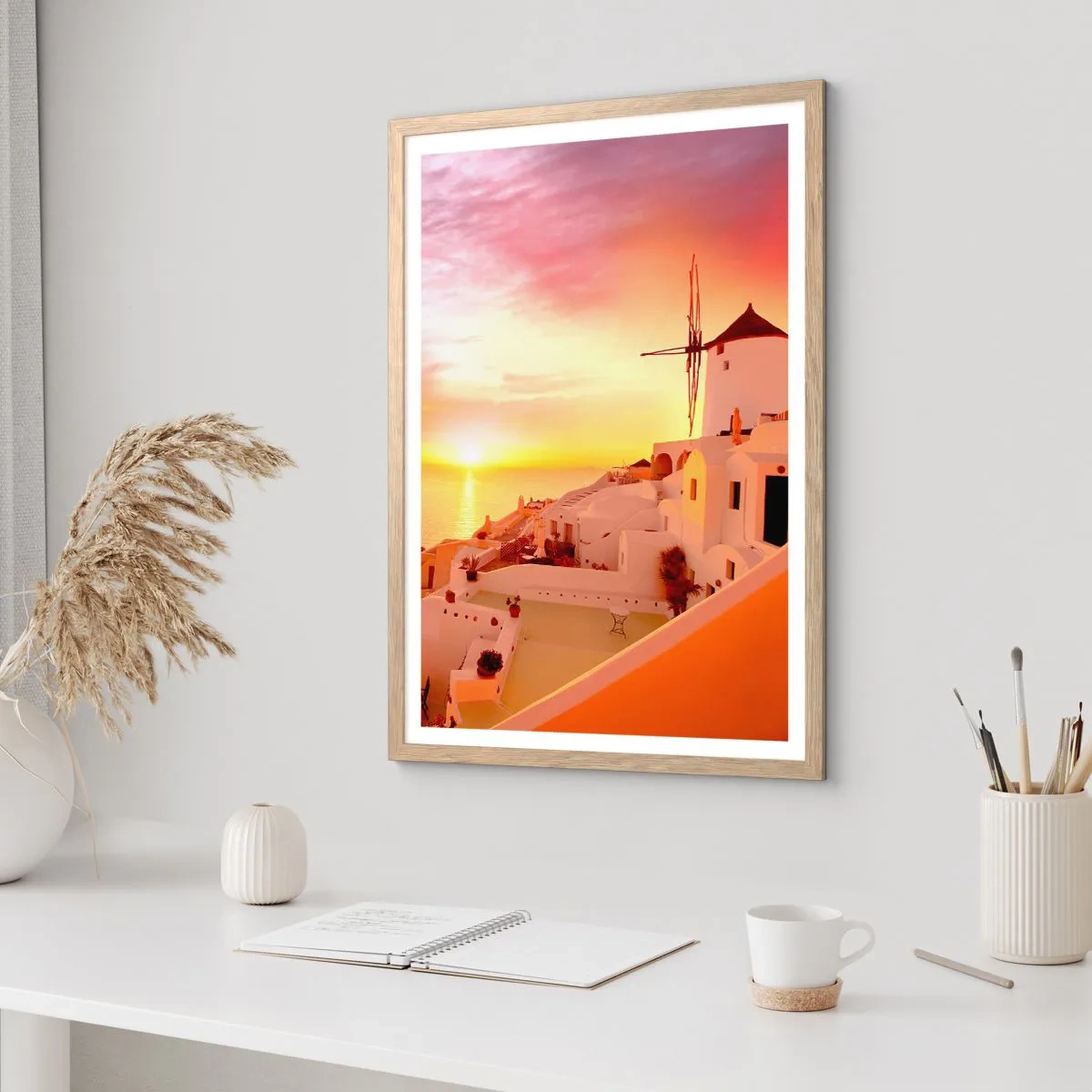 Affiche dans un chêne clair - Poster - Fondre en blanc et or - 50x70 cm