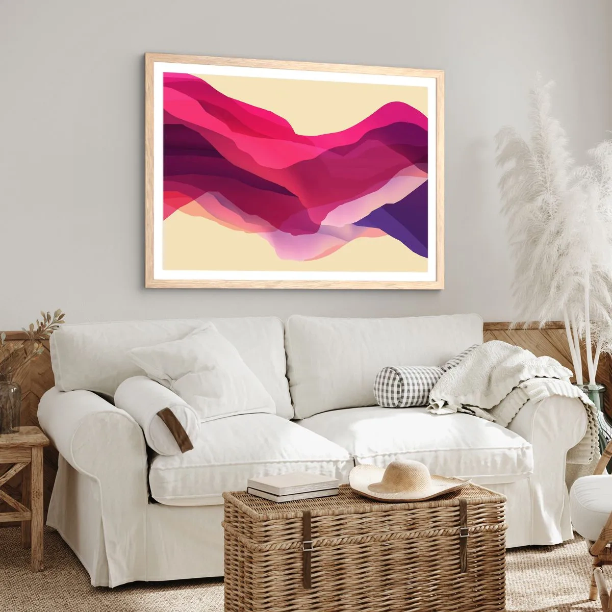 Affiche dans un chêne clair - Poster - Vagues pourpre - 40x30 cm