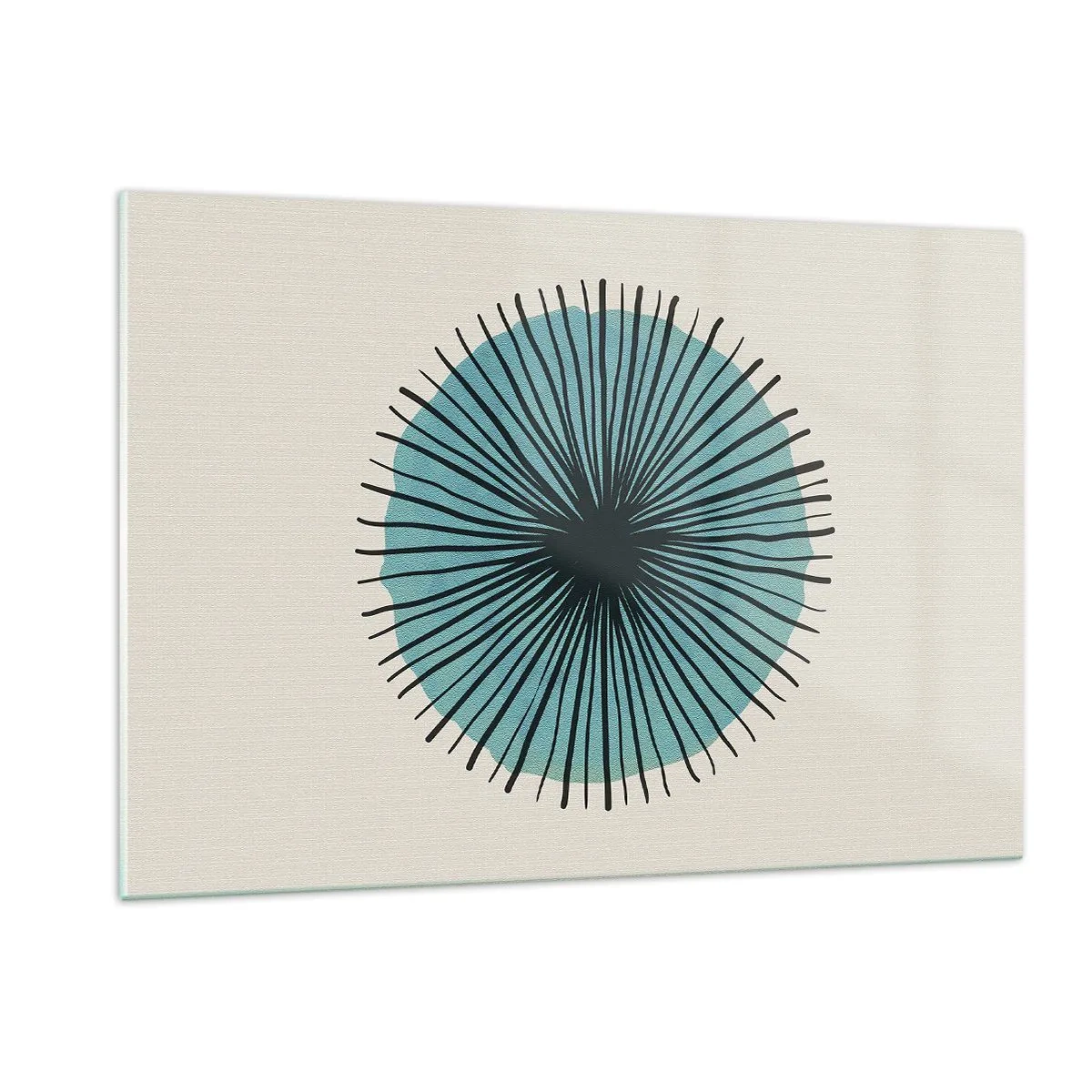 Impression sur verre - Image sur verre - Motif géométrique dans les tons turquoise et noir - 120x80cm - Rayonnant dans l'azur - Décoration murale moderne pour le salon et la chambre ARTTOR