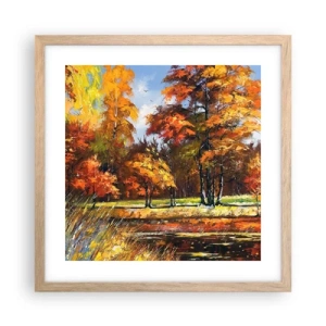 Affiche dans un chêne clair - Poster - Paysage en or et bronze - 40x40 cm