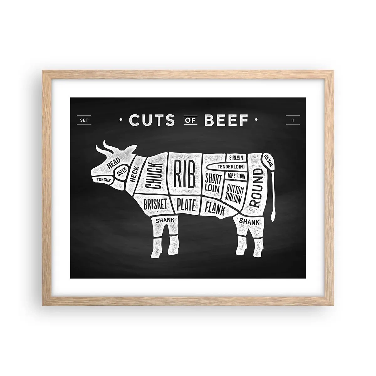 Affiche dans un chêne clair - Poster - L'art de la découpe - 50x40 cm