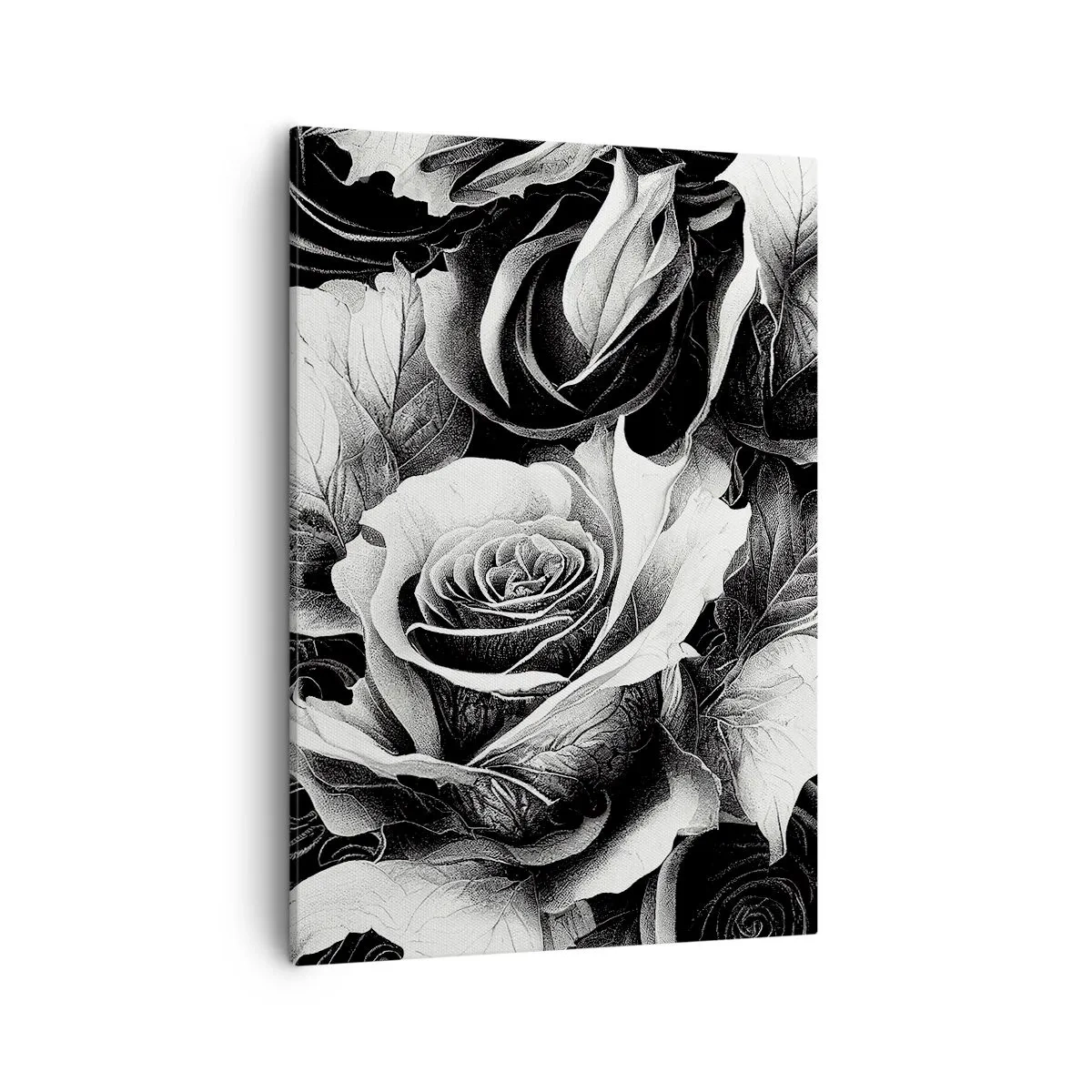 Impression sur toile - Image sur toile - Roses noires et blanches dans une composition élégante - 50x70cm - Toujours une reine - Décoration murale moderne pour le salon et la chambre ARTTOR