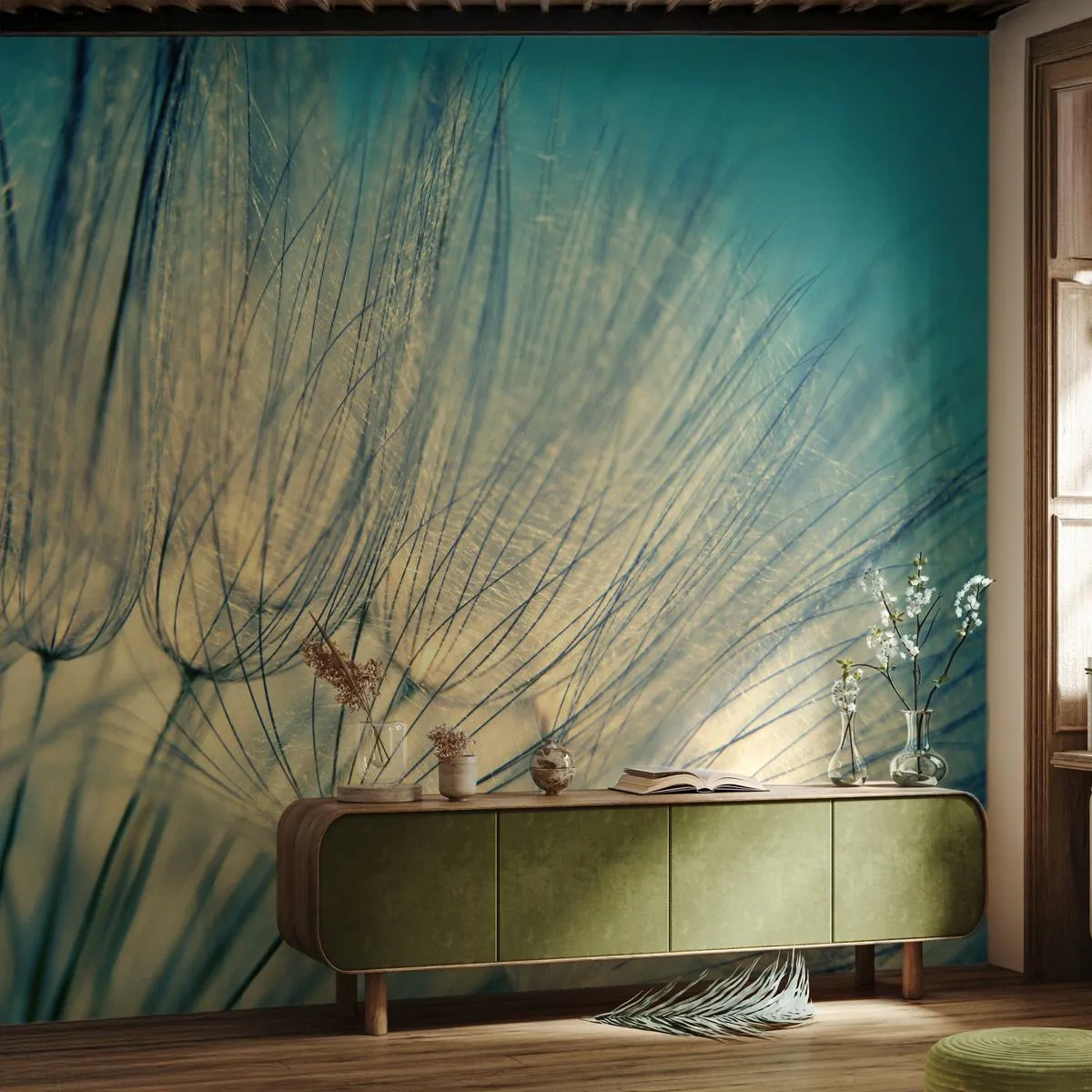 Papier Peint Photo Premium Canvas - En attente du vent - Pissenlit, Prairie, Nature - 250x175 cm