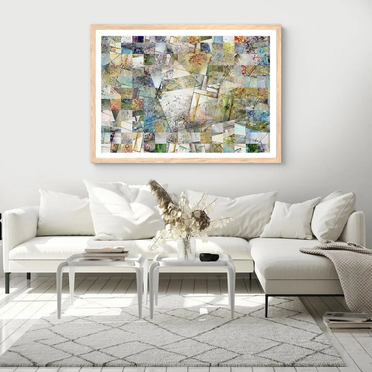 Affiche dans un chêne clair - Poster - Remaniement géométrique - 70x50 cm