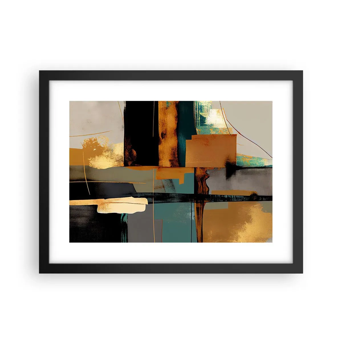 Affiche dans un cadre noir - Poster - Abstraction – lumière et ombre - 40x30 cm